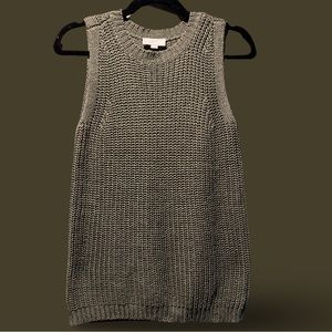 Anne Taylor LOFT sleeveless SM crochet knit top Olive Green